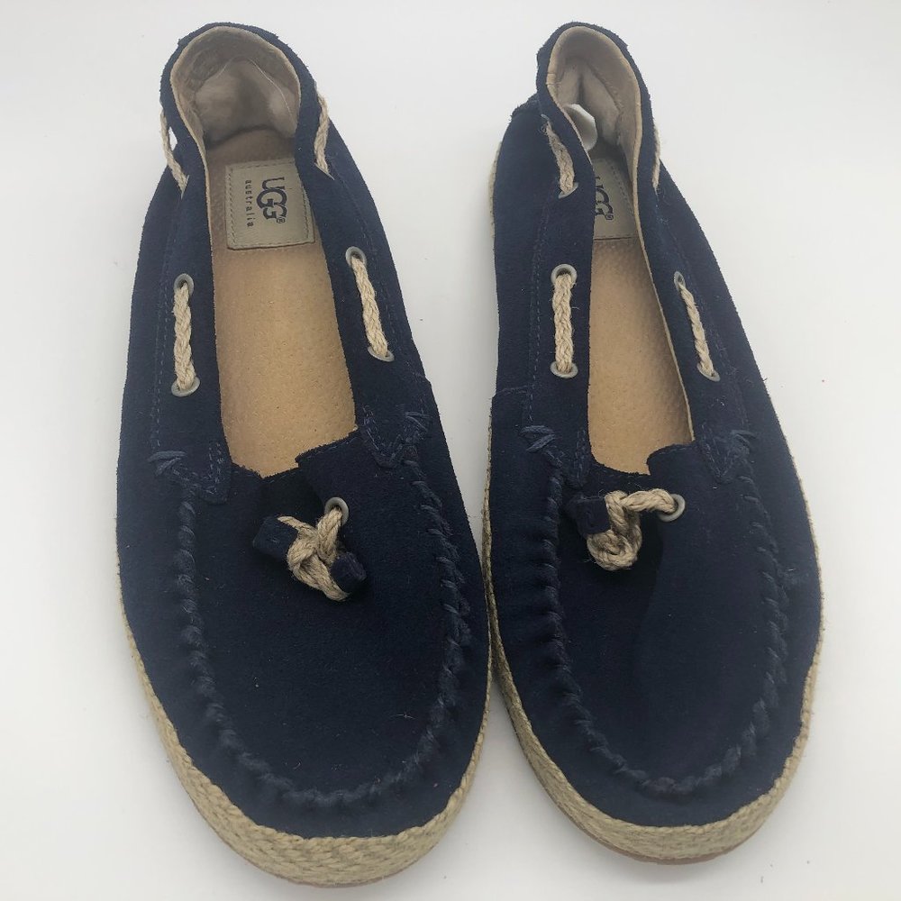 UGG Designer Navy Loafer Shoes Women's Size 6
